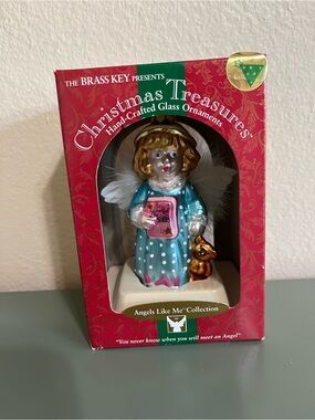 Vintage Kmart Bedtime Stories Angel Glass Ornament